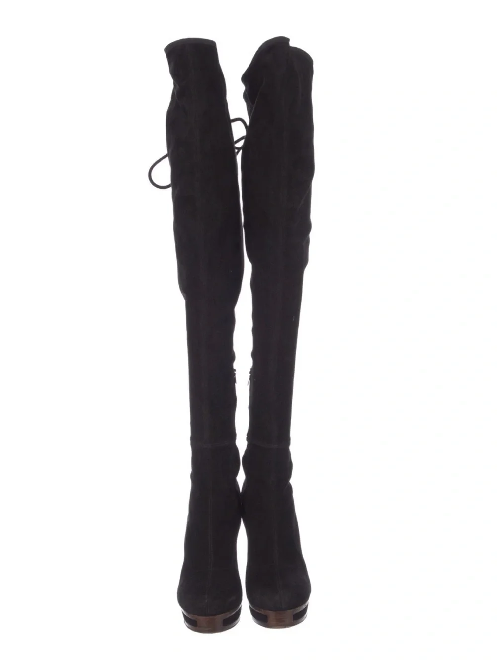 GUCCI Alonya Black Suede OTK Platform Stiletto Boots 38